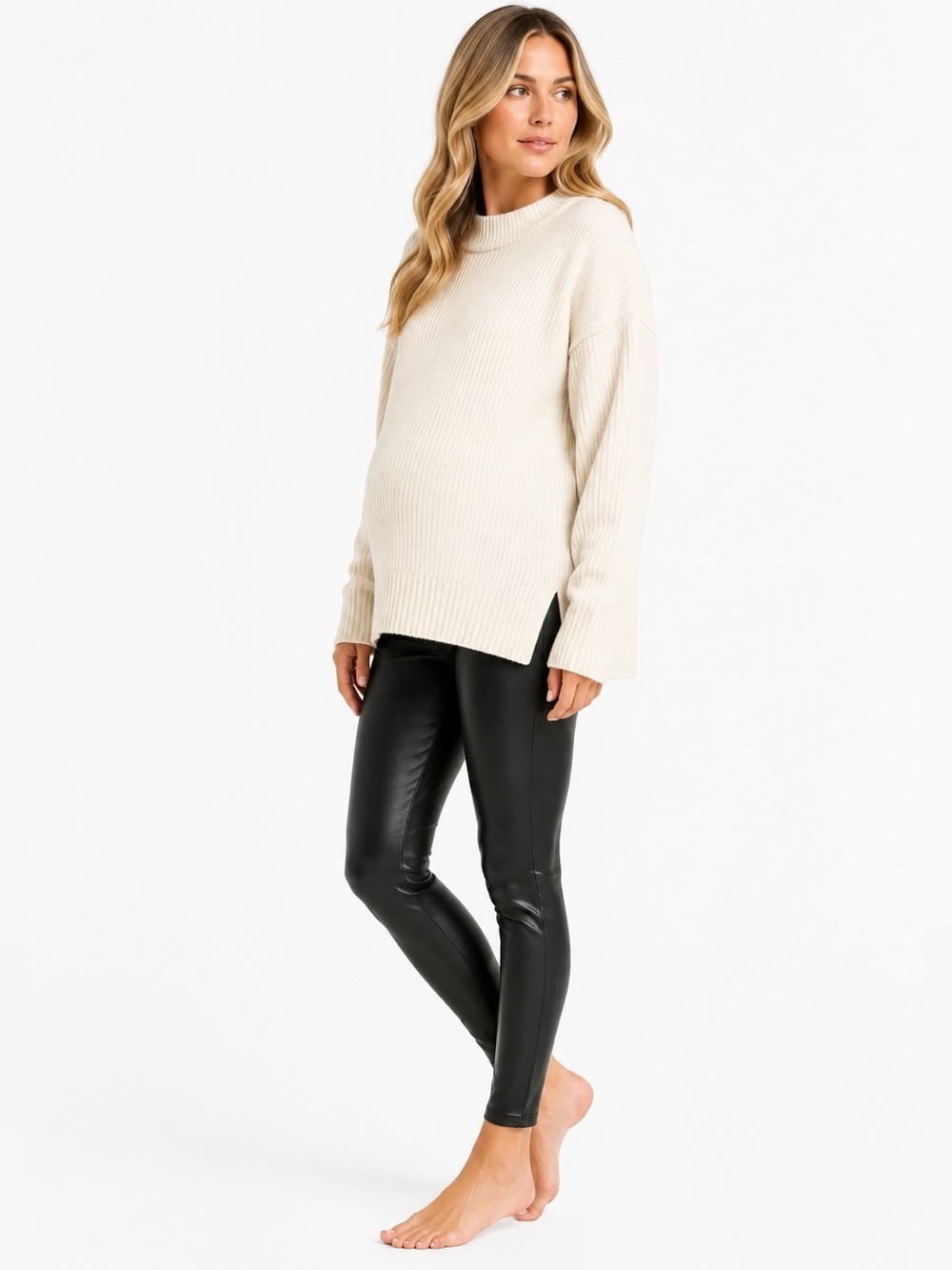 SPANX Faux Leather Maternity Leggings Black Size S NWOT